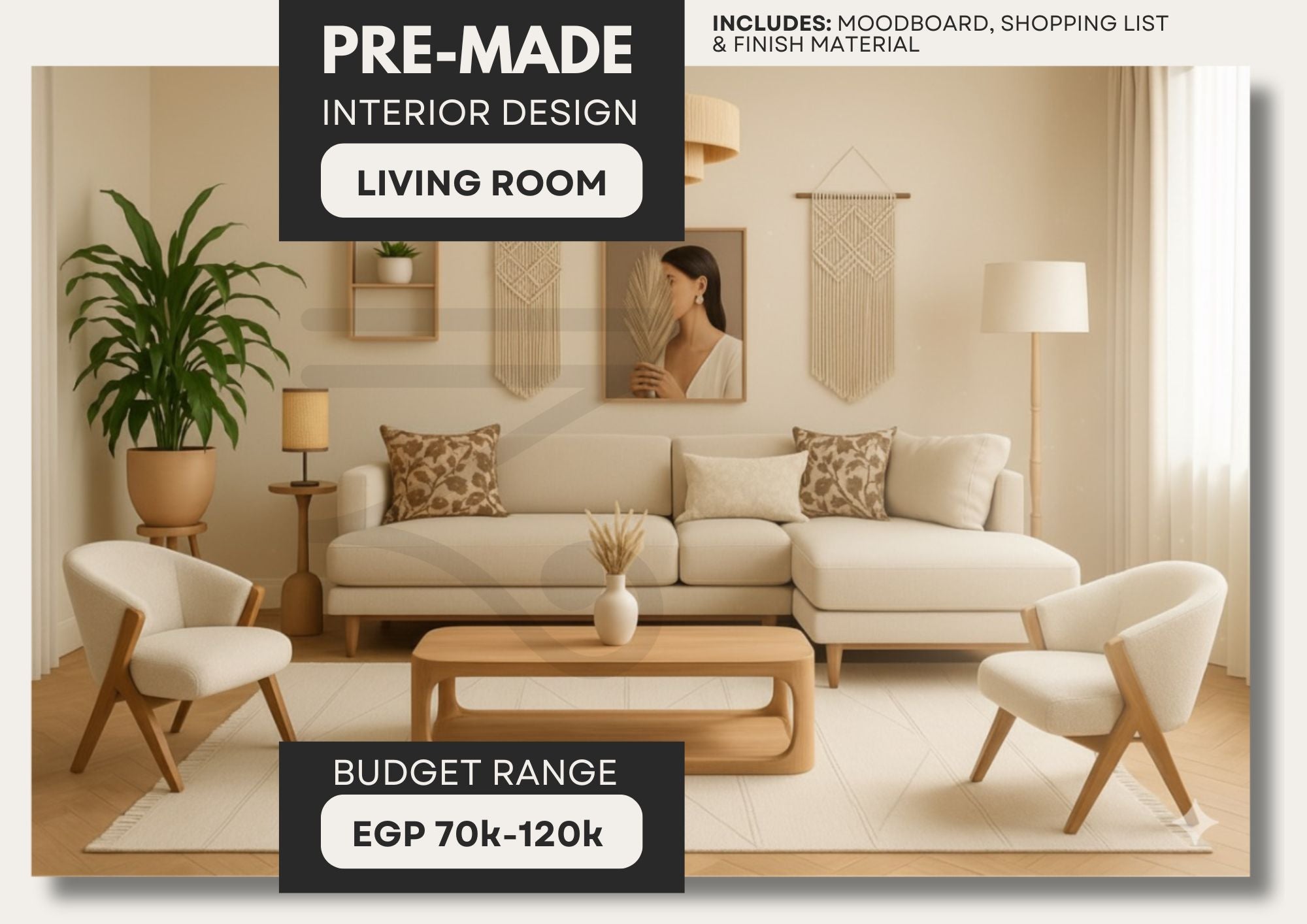 Living room 'Shop the look' package- Scandi-Boho Style